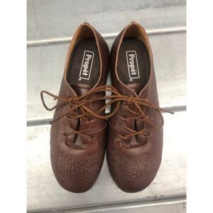 Propet‎ Casual Floral Shoes Womens 8.5 W Brown Leather Lace Up